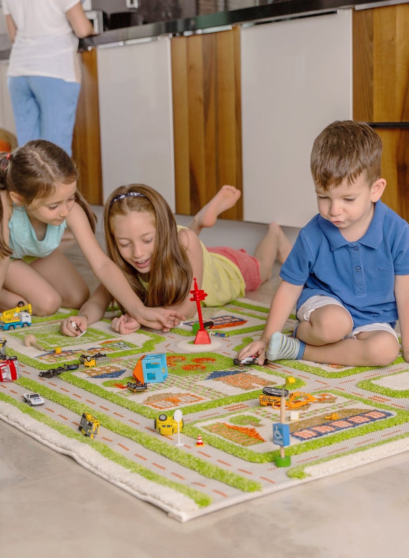 IVI 3D Play Carpet Traffic Design - Medium | Green | Activity Playmat for Kids & Children | Bedroom, Living Room, Nursery Rug | Polypropylene | Foldable | 150 cm x 100 cm - Image 4